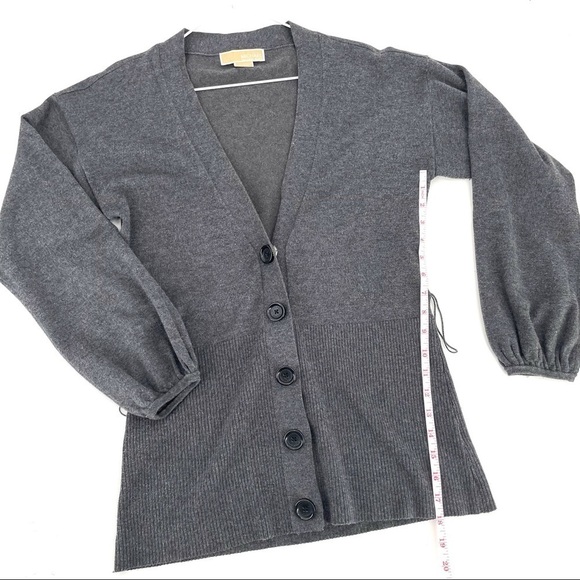 Michael Kors Gray VNeck Snap Button Cardigan - Picture 8 of 9